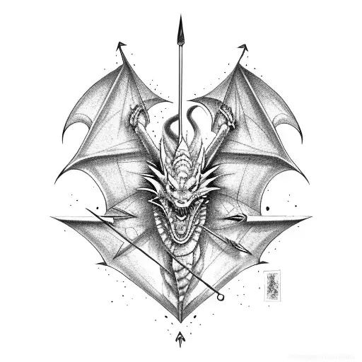 dragon wrapped around an arrow tattoo design idea
