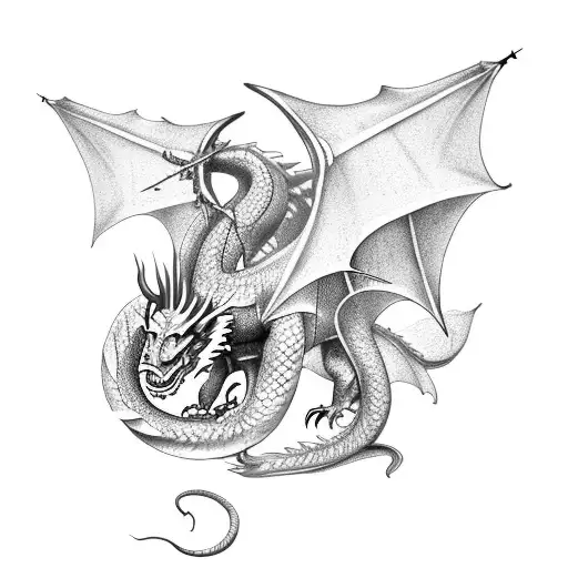 dragon wrapped around an arrow tattoo design idea