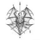 dragon wrapped around an arrow tattoo design idea