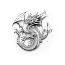 dragon wrapped around an arrow tattoo design idea