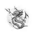 dragon wrapped around an arrow tattoo design idea