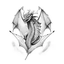 dragon wrapped around an arrow tattoo design idea