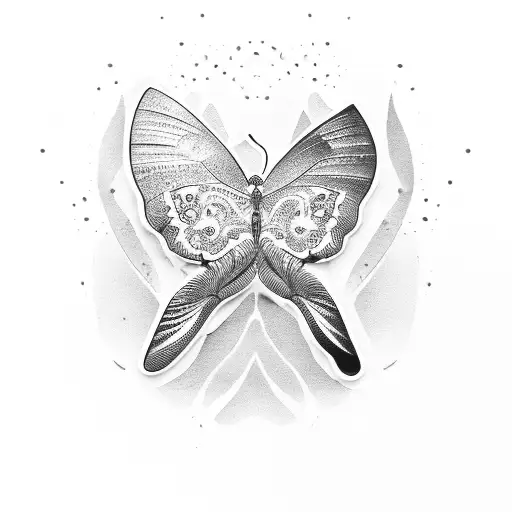 butterfly, waves, star, Palm tree tattoo design idea