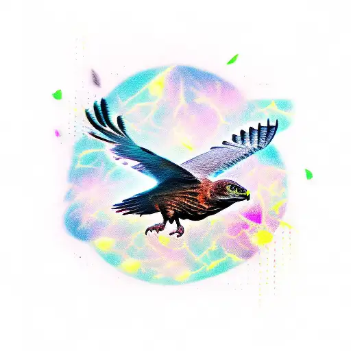 buzzard and fireflies tattoo design idea