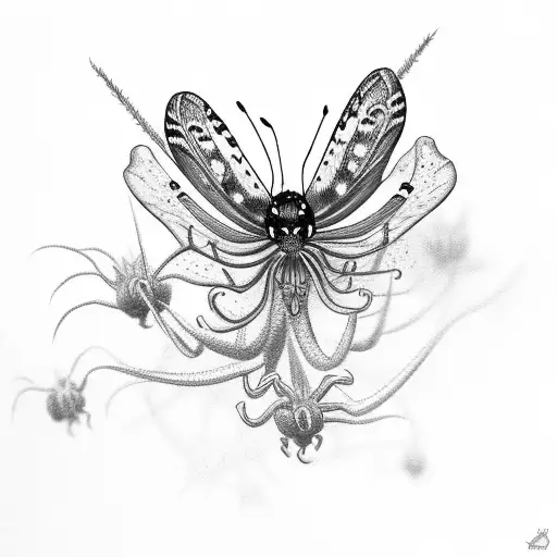 spiderlily and butterfly tattoo design idea