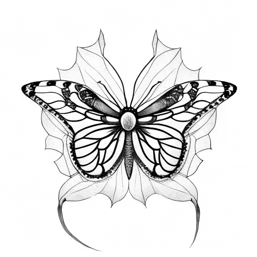 spiderlily and butterfly tattoo design idea