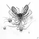 spiderlily and butterfly tattoo design idea