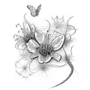 spiderlily and butterfly tattoo design idea