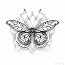spiderlily and butterfly tattoo design idea