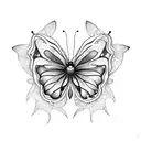 spiderlily and butterfly tattoo design idea