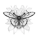 spiderlily and butterfly tattoo design idea