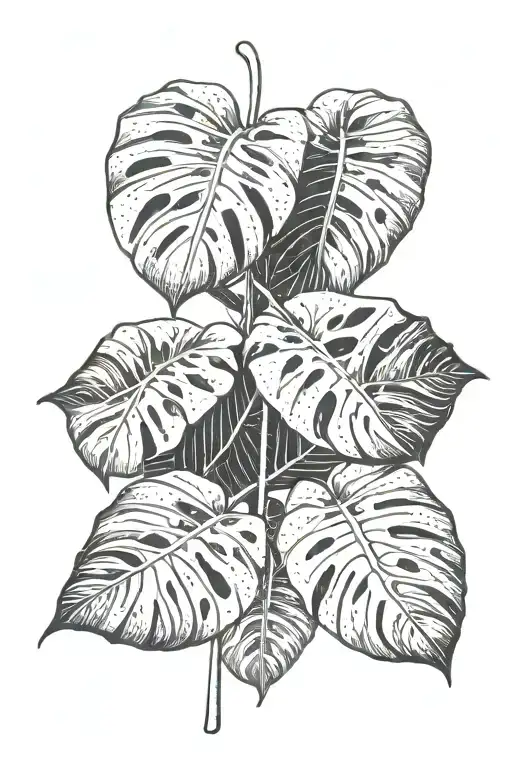 monstera leaves falling tattoo design idea