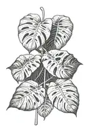 monstera leaves falling tattoo design idea