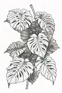 monstera leaves falling tattoo design idea