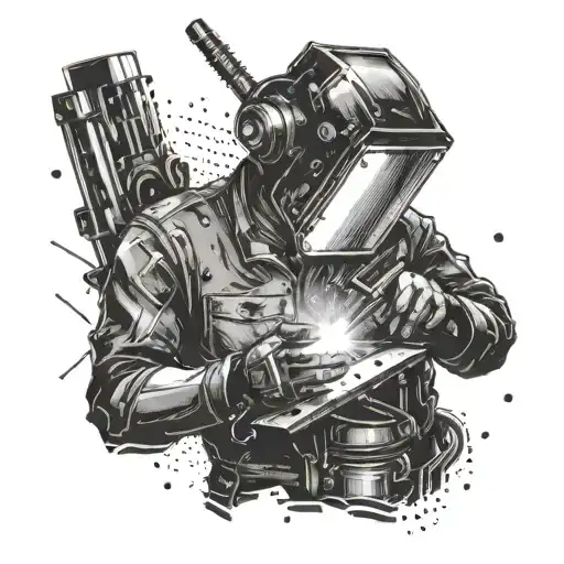 An abstract representation of the welding process, with a touch of dotwork style tattoo design idea