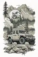 jeep gladiator in wilderness tattoo design idea