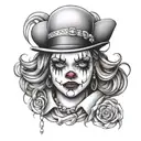 gangster girl clown tattoo design idea