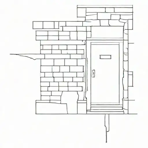 Collapsed brick wall and door  tattoo design idea