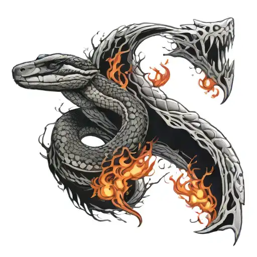 snake and fire rising on the neck tattoo tattoo design idea