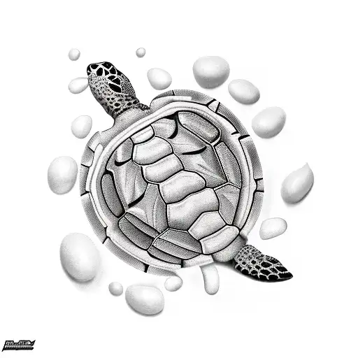 Turtle runing through peanut butter  tattoo design idea