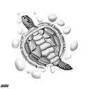 Turtle runing through peanut butter  tattoo design idea