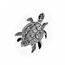 Turtle runing through peanut butter  tattoo design idea