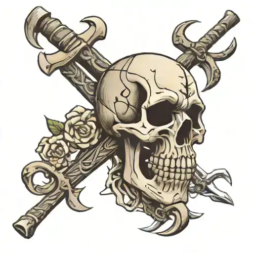 tomahawks like crossbones design incorporating elements tattoo design idea