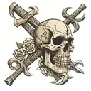 tomahawks like crossbones design incorporating elements tattoo design idea