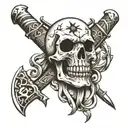 tomahawks like crossbones design incorporating elements tattoo design idea