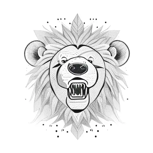  upside down bear that makes a lion tattoo design idea