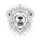  upside down bear that makes a lion tattoo design idea