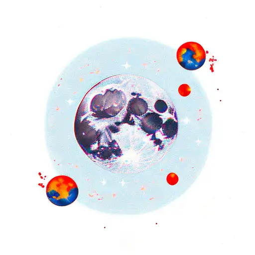 Blood moon with stars tattoo design idea