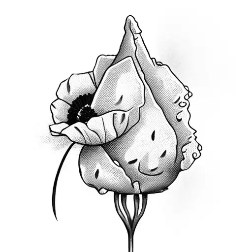 ice cream cone with a poppy flower tattoo design idea