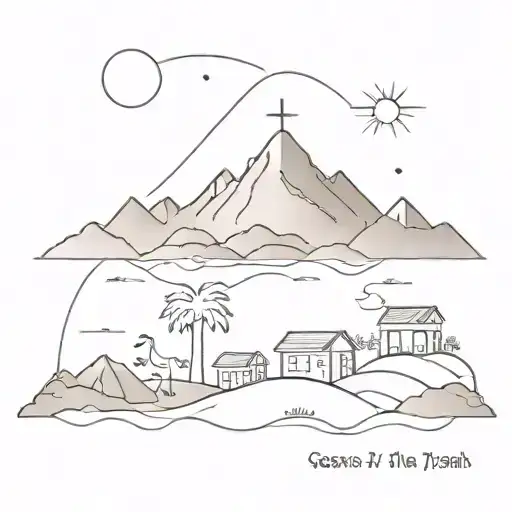 Christian timeline, mt arrate with Noah's ark, mt Sinai with the description of God with Moses. Jesus in the desert, ect tattoo design idea