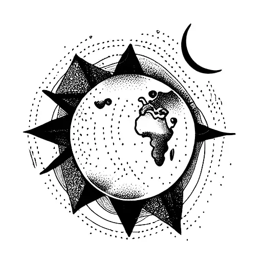 sleeve with stoic phrases, Marcos Aurelio, planets, moons, Atlas tattoo design idea