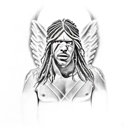 Jacob from the Bible with Dreads wrestling the Angel  tattoo design idea