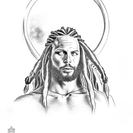 Jacob from the Bible with Dreads wrestling the Angel  tattoo design idea