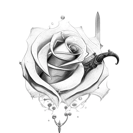 Sword with rose tattoo design idea