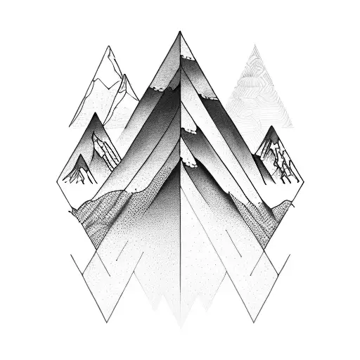A software code intertwined with a mountain peak, representing the fusion of technology and nature tattoo design idea