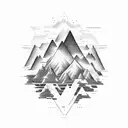 A software code intertwined with a mountain peak, representing the fusion of technology and nature tattoo design idea