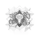 A software code intertwined with a mountain peak, representing the fusion of technology and nature tattoo design idea
