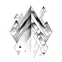 A software code intertwined with a mountain peak, representing the fusion of technology and nature tattoo design idea