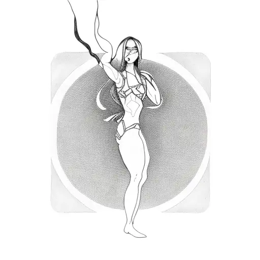 female silhouette with circle tattoo on elbow tattoo design idea