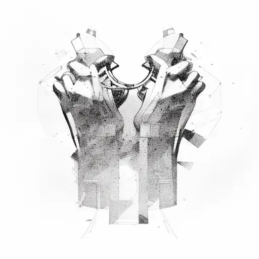 female silhouette, chest, hand tattoo design idea