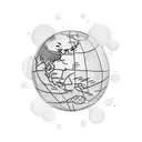 A dotwork tattoo of a globe with coding symbols forming the continents tattoo design idea