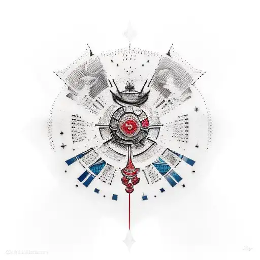 dans l'univers grec et égytpien, avec le prémon sarah écrit en hyéroglyphe, des références au jeu assassin's creed origi tattoo design idea