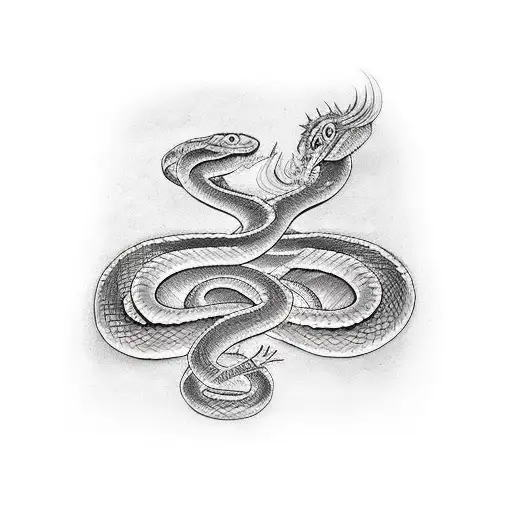 Snake wings scary tattoo design idea