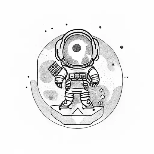 astronaut sitting on a camera tattoo design idea