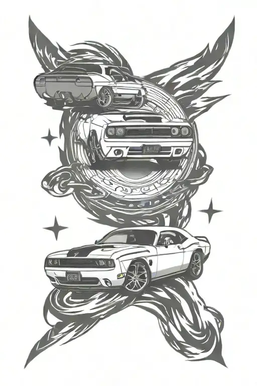 Dodge Challenger windrose tattoo design idea