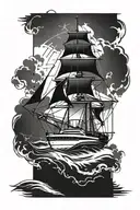 Dodge Challenger windrose ship sea tattoo design idea